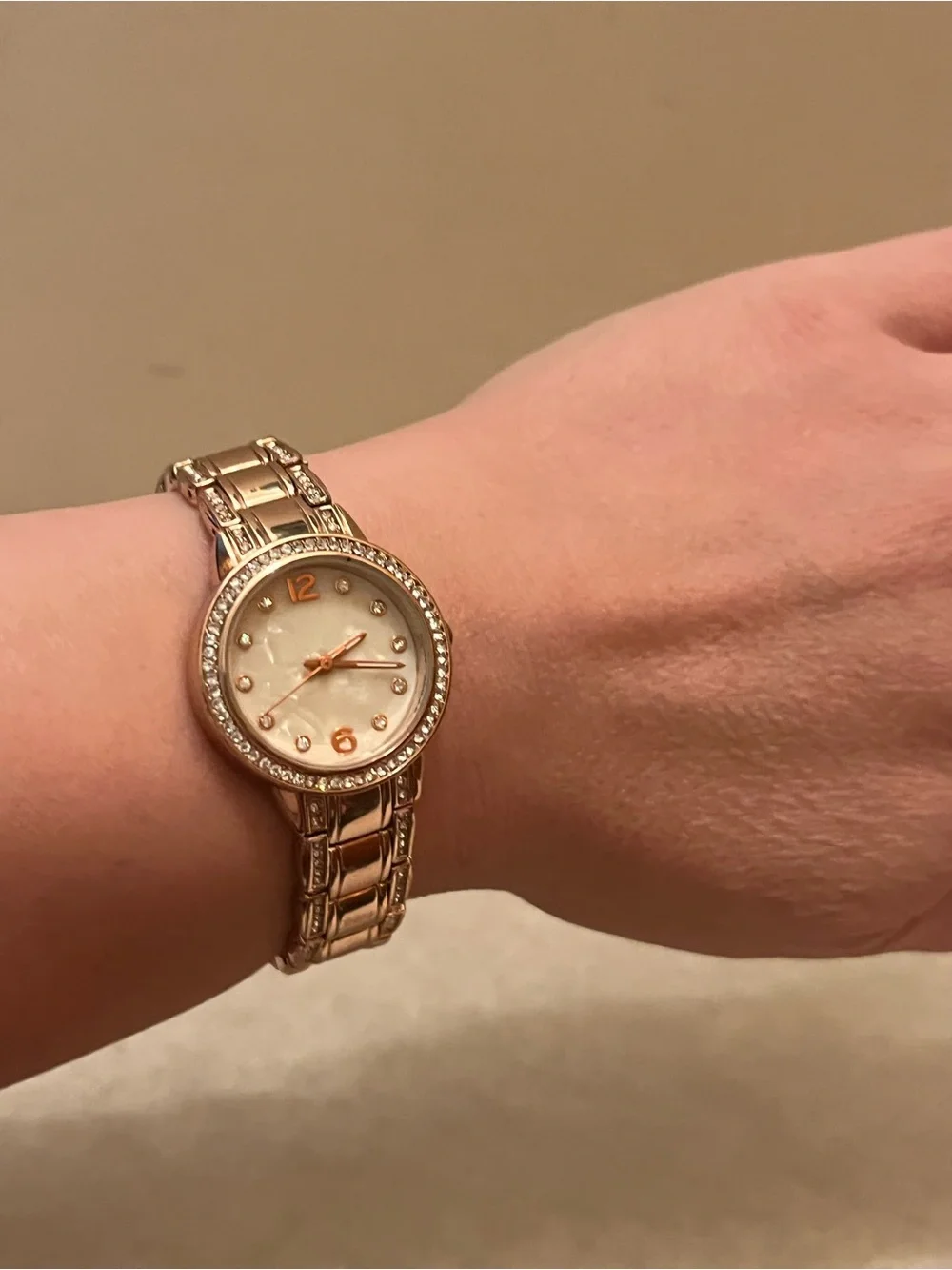 Watch ladies rose gold with crystals